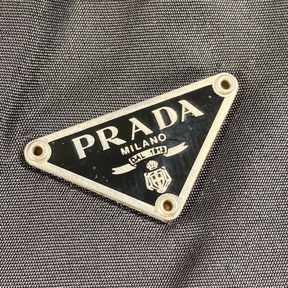 Auth PRADA triangle logo plate Bag Hand Bag Nylon Black - Picture 10 of 16